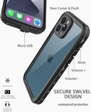 Load image into Gallery viewer, LOVE BEIDI Design for iPhone 12 Pro Waterproof Case, Full Body Shockproof Case for iPhone 12 Pro Case with Screen Protector, Dust Proof Phone Case Cover for iPhone 12 Pro 6.1 Inch (Black)