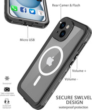 Load image into Gallery viewer, Design for iPhone 15 Plus case Waterproof 6.7&#39;&#39;, Full Body Dust Proof Shockproof Phone Case Cover with Screen Protector- Black