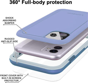 LOVE BEIDI iPhone 11 Waterproof Case 6.1 Screen Protector Underwater Shockproof Full-Body Dustproof Rugged Case for Aplle iPhone 11 (Clove Purple)