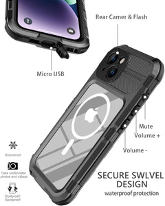 Design for iPhone 14 Plus Case Waterproof, Dustproof Shockproof Waterproof Case for iPhone 14 Plus, Metal Full Body Protective Phone Case for iPhone 14 Plus 6.7 inch