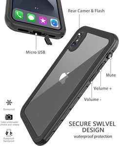 LOVE BEIDI iPhone X/Xs Waterproof case Life Snowproof Dirtproof Shockproof Cover for iPhone X/Xs 5.8‘’ (Black)