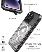 Load image into Gallery viewer, Design for iPhone 14 Pro Max Case Waterproof, Dustproof Shockproof Waterproof Case for iPhone 14 Pro Max, Metal Full Body Protective Phone Case for iPhone 14 Pro Max 6.7 inch Black