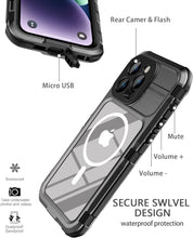 Load image into Gallery viewer, Design for iPhone 14 Pro Case Waterproof, Dustproof Shockproof Waterproof Case for iPhone 14 Pro, Metal Full Body Protective Phone Case for iPhone 14 Pro 6.1 inch Black