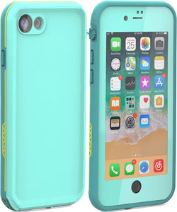 iPhone 8 7 Waterproof Case Cover Built-in Screen Protector Fully Sealed Life Shockproof Snowproof Underwater Protective Cases for iPhone 8 7-4.7" (Cyan/Green/Mint Green)