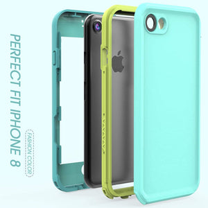iPhone 8 7 Waterproof Case Cover Built-in Screen Protector Fully Sealed Life Shockproof Snowproof Underwater Protective Cases for iPhone 8 7-4.7" (Cyan/Green/Mint Green)