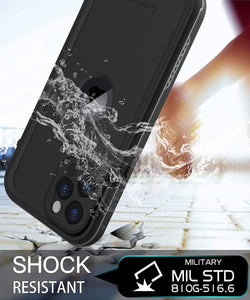 iPhone 12 Pro Max Waterproof Case, 6.7" Full Body Shockproof Cover with Screen Protector - Black