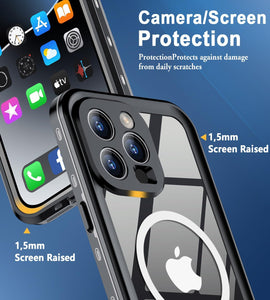 Design for iPhone 15 Pro case Waterproof 6.1'', Full Body Dust Proof Shockproof Phone Case Cover with Screen Protector- Black