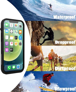 iPhone 12 Pro Max Waterproof Case, 6.7" Full Body Shockproof Cover with Screen Protector - Black