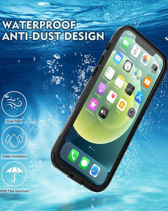 iPhone 12 Pro Max Waterproof Case, 6.7" Full Body Shockproof Cover with Screen Protector - Black