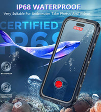 Load image into Gallery viewer, Design for iPhone 15 Pro case Waterproof 6.1&#39;&#39;, Full Body Dust Proof Shockproof Phone Case Cover with Screen Protector- Black