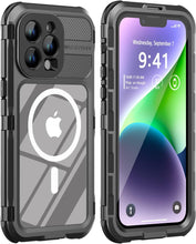 Load image into Gallery viewer, Design for iPhone 14 Pro Max Case Waterproof, Dustproof Shockproof Waterproof Case for iPhone 14 Pro Max, Metal Full Body Protective Phone Case for iPhone 14 Pro Max 6.7 inch Black