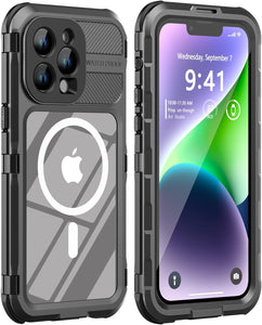 Design for iPhone 14 Pro Max Case Waterproof, Dustproof Shockproof Waterproof Case for iPhone 14 Pro Max, Metal Full Body Protective Phone Case for iPhone 14 Pro Max 6.7 inch Black