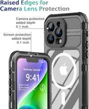 Load image into Gallery viewer, Design for iPhone 14 Pro Case Waterproof, Dustproof Shockproof Waterproof Case for iPhone 14 Pro, Metal Full Body Protective Phone Case for iPhone 14 Pro 6.1 inch Black