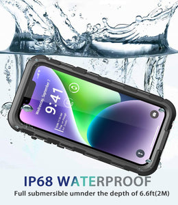 Design for iPhone 14 Case Waterproof, Dustproof Shockproof Waterproof Case for iPhone 14, Metal Full Body Protective Phone Case for iPhone 14 6.1 inch Black