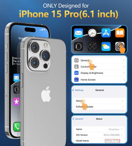 Design for iPhone 15 Pro case Waterproof 6.1'', Full Body Dust Proof Shockproof Phone Case Cover with Screen Protector- Black