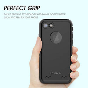 LOVE BEIDI iPhone 8 7 Waterproof Case Cover Built-in Screen Protector Fully Sealed Life Shockproof Snowproof Underwater Protective Cases for iPhone 8 7-4.7" (Black/Gray)