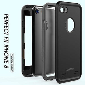 LOVE BEIDI iPhone 8 7 Waterproof Case Cover Built-in Screen Protector Fully Sealed Life Shockproof Snowproof Underwater Protective Cases for iPhone 8 7-4.7" (Black/Gray)