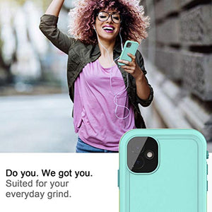 LOVE BEIDI iPhone 11 Waterproof Case 6.1 Screen Protector Underwater Shockproof Full-Body Dustproof Rugged Case for Aplle iPhone 11 (Cyan Green)