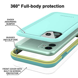 LOVE BEIDI iPhone 11 Waterproof Case 6.1 Screen Protector Underwater Shockproof Full-Body Dustproof Rugged Case for Aplle iPhone 11 (Cyan Green)